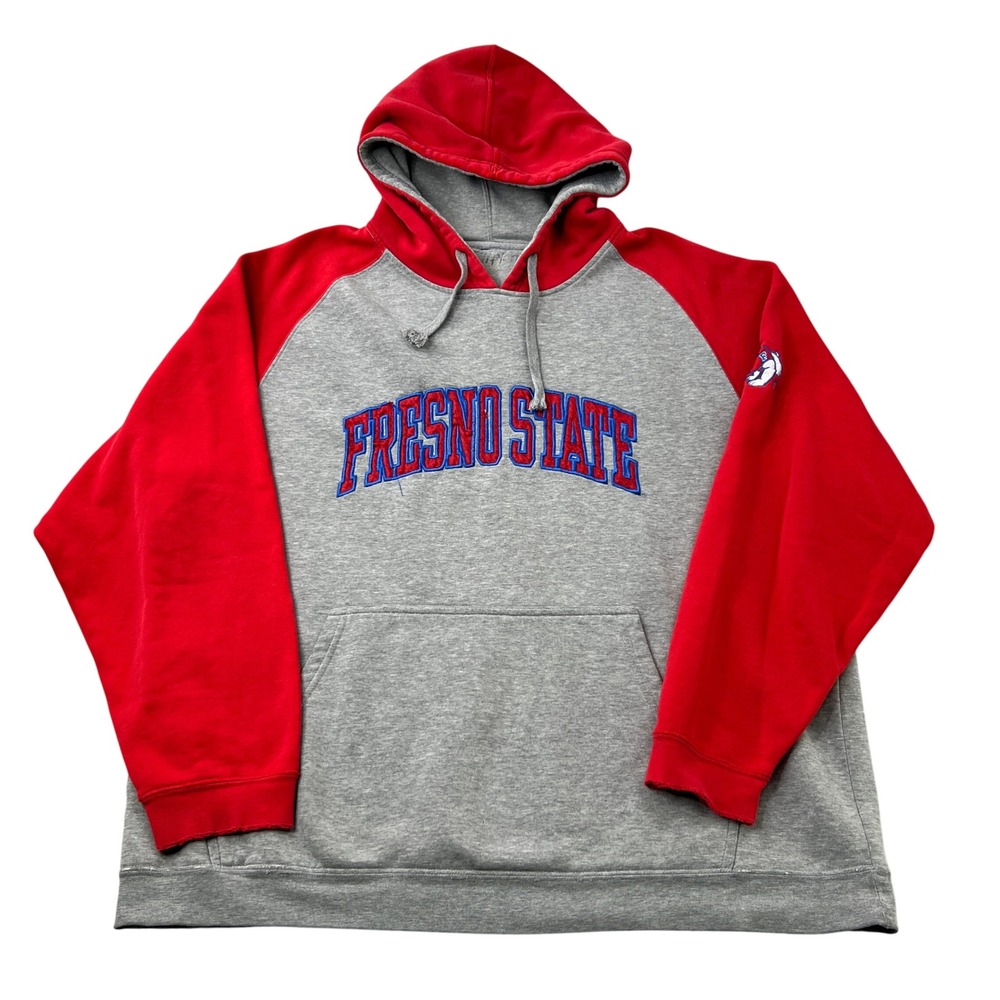 Fresno State Embroidered Graphic Hoodie XL Grey Men NCAA Bulldogs Athletic Gear